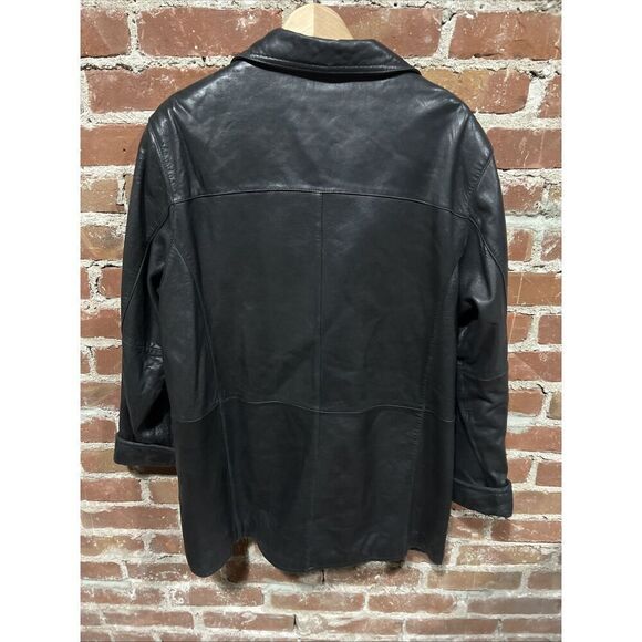 Leather Jacket Women’s Wilsons Y2K XL Black Pelle Studio Button Up Mid Length - Picture 3 of 3